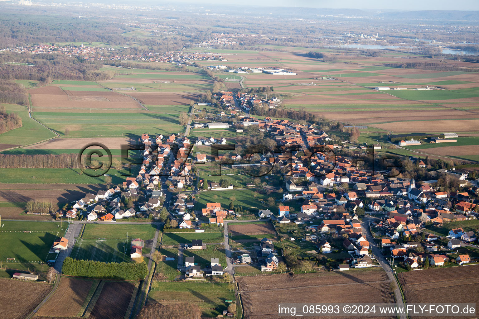 Aerial photograpy of Salmbach in the state Bas-Rhin, France