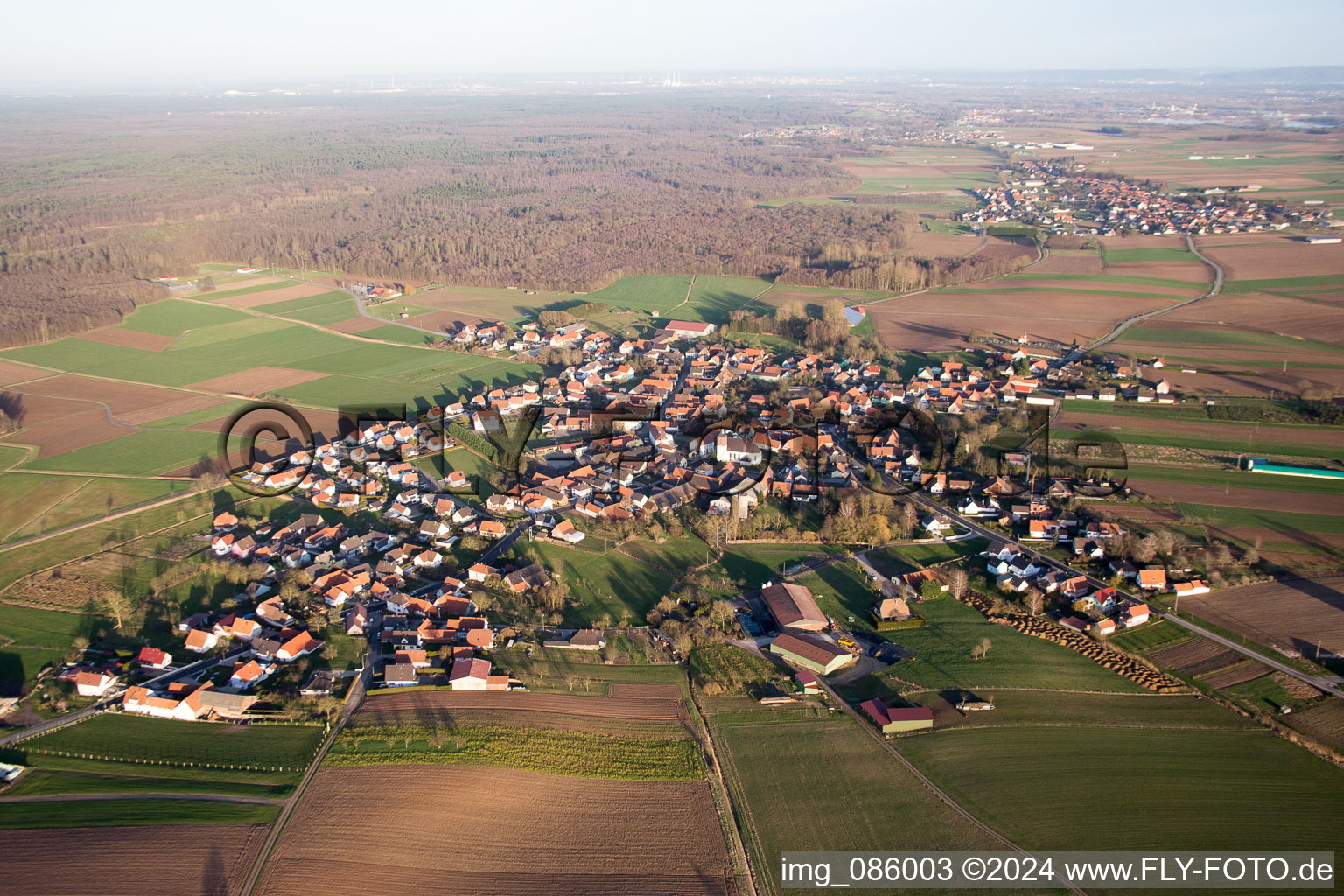 Salmbach in the state Bas-Rhin, France seen from above