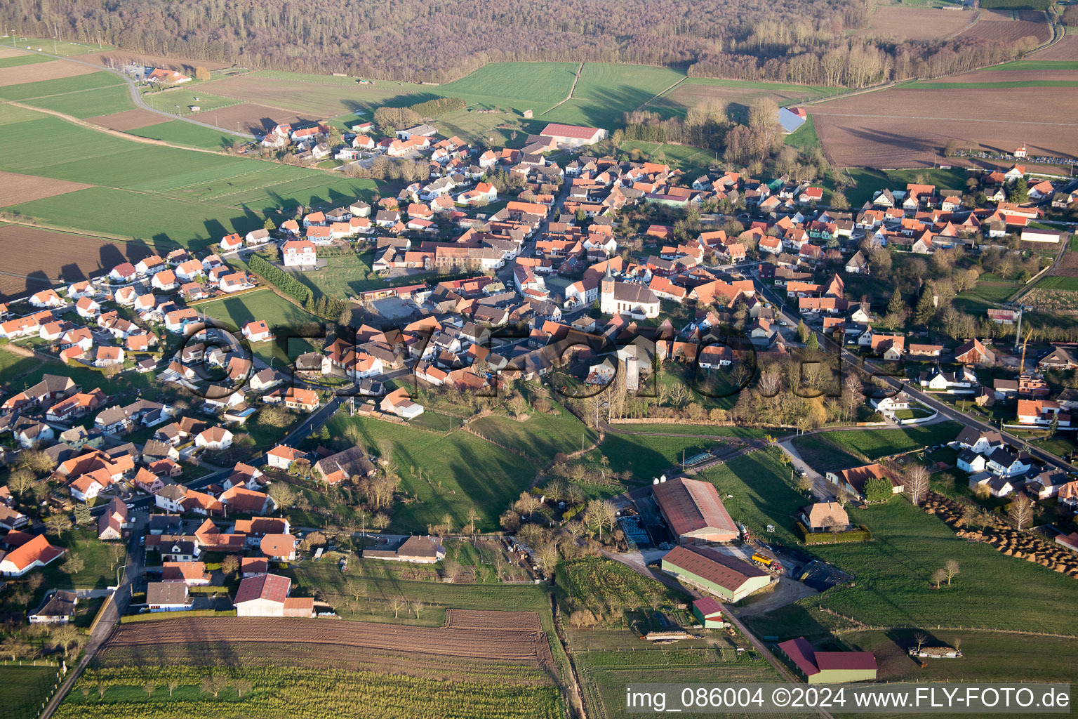 Salmbach in the state Bas-Rhin, France from the plane