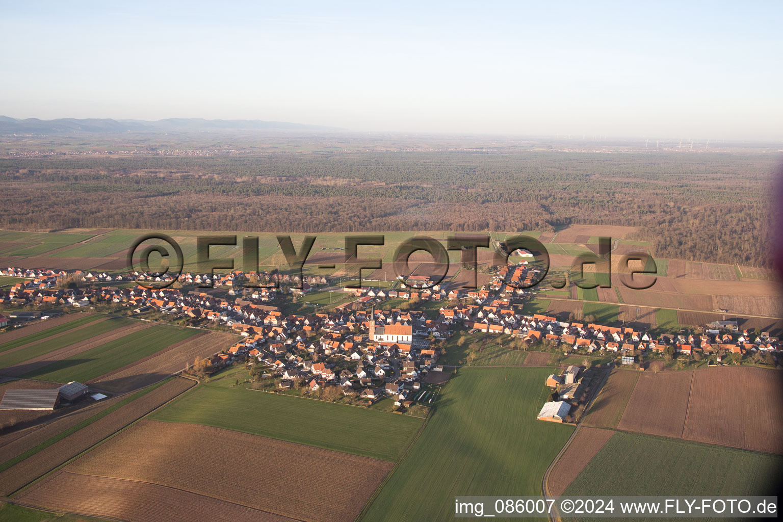 Aerial view of Schleithal in the state Bas-Rhin, France