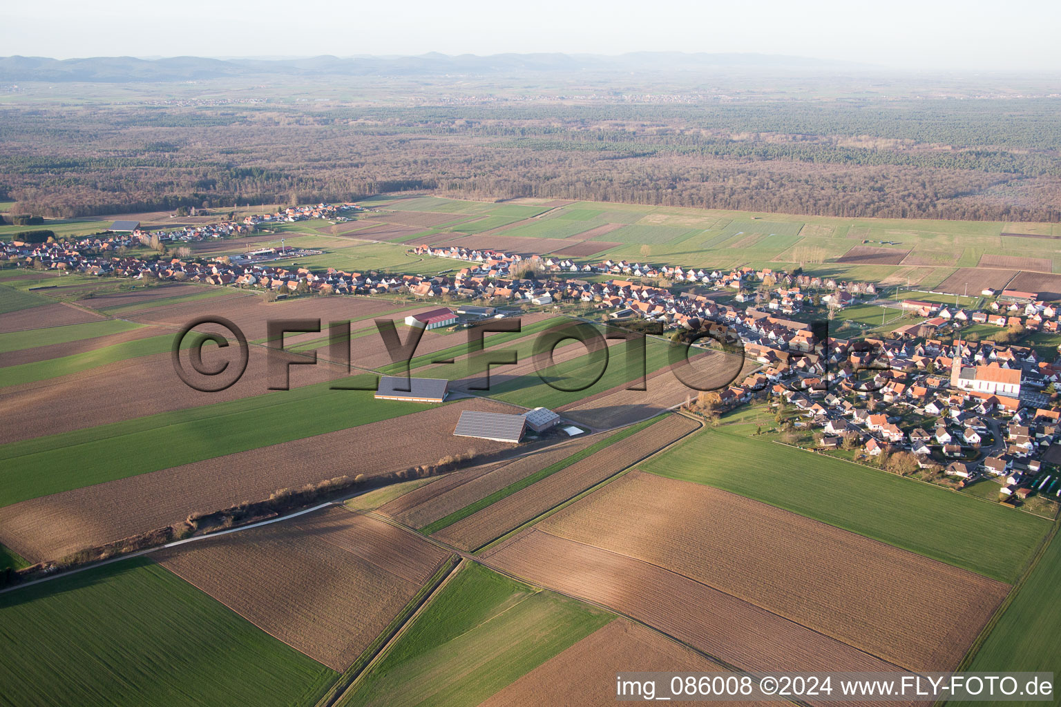 Aerial photograpy of Schleithal in the state Bas-Rhin, France