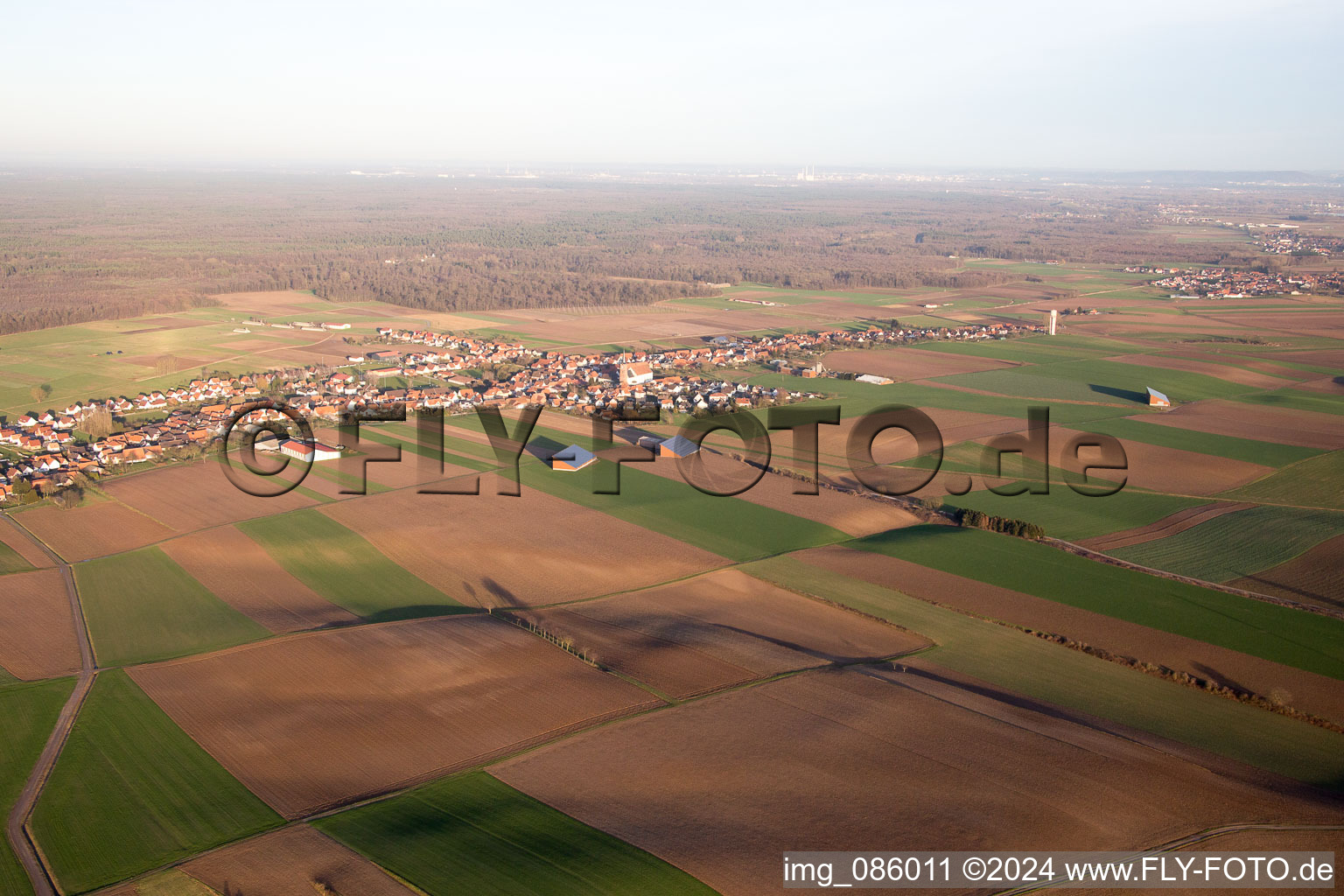 Schleithal in the state Bas-Rhin, France from above