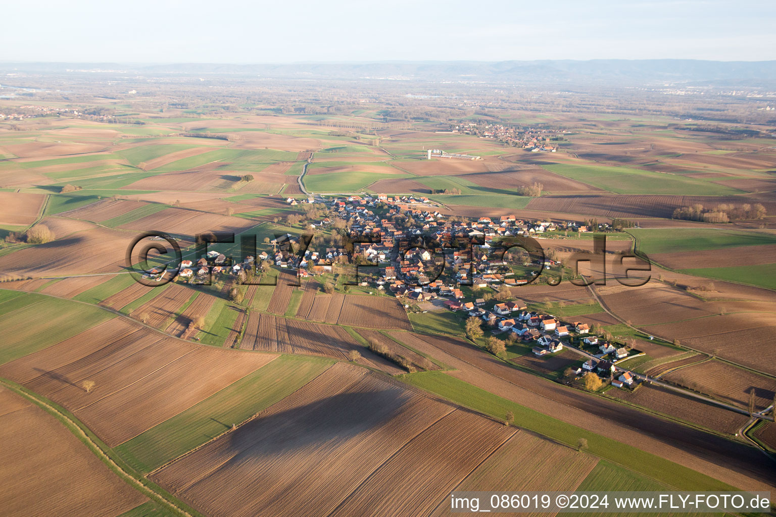 Siegen in the state Bas-Rhin, France viewn from the air