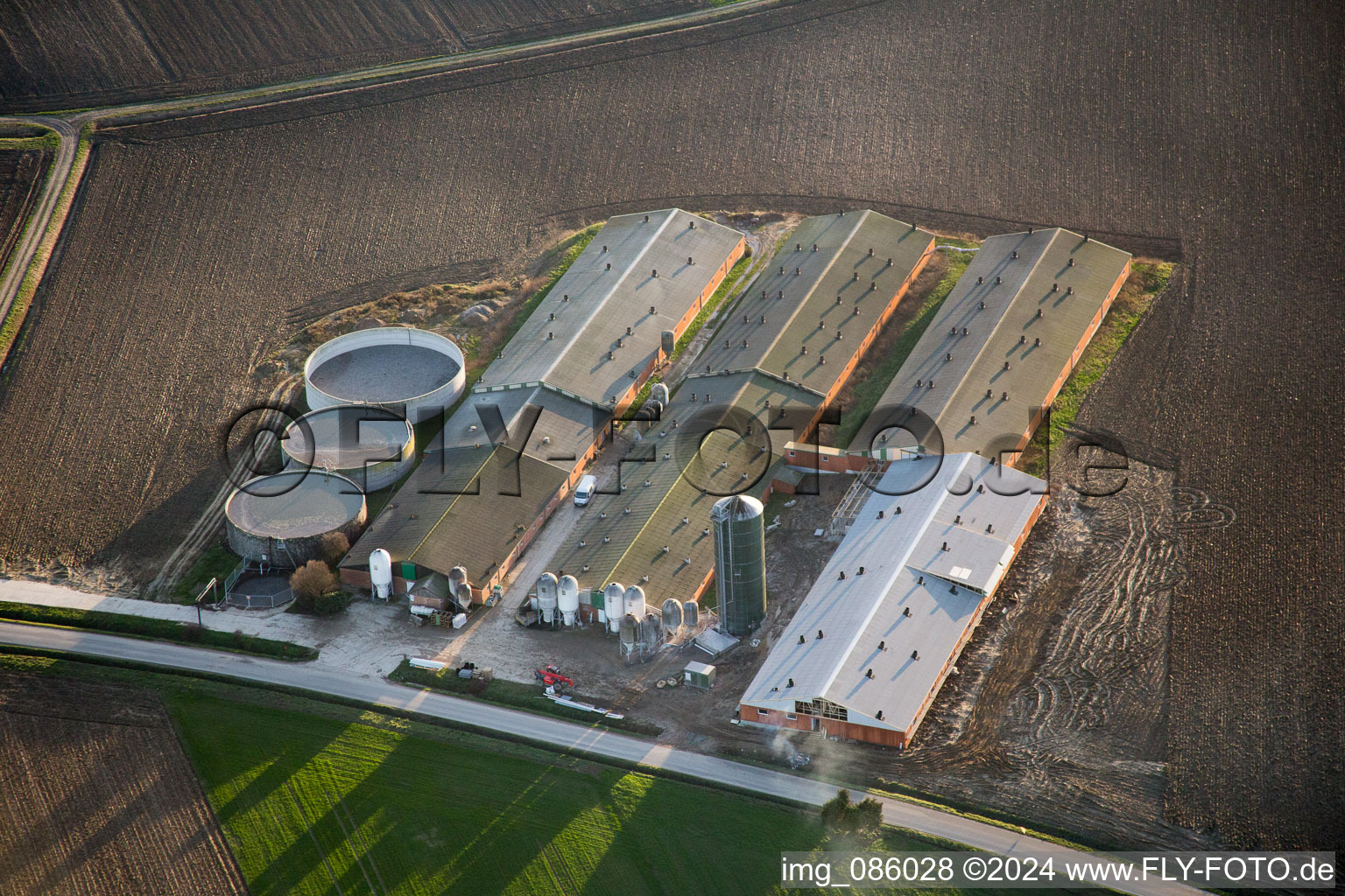 Aerial photograpy of Oberlauterbach in the state Bas-Rhin, France