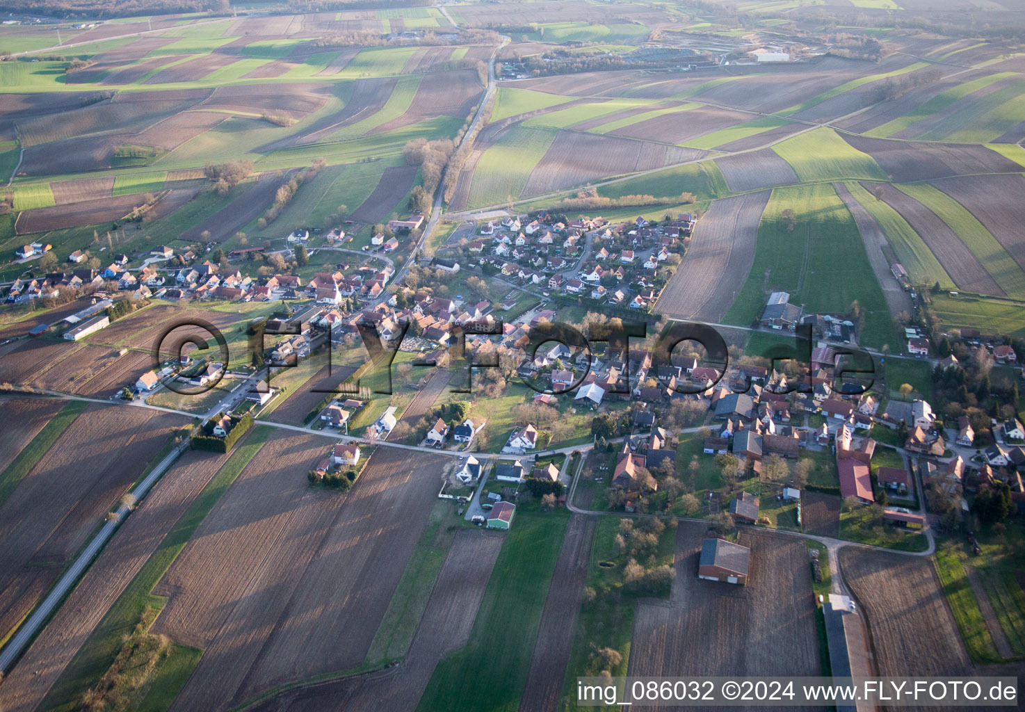 Wintzenbach in the state Bas-Rhin, France viewn from the air