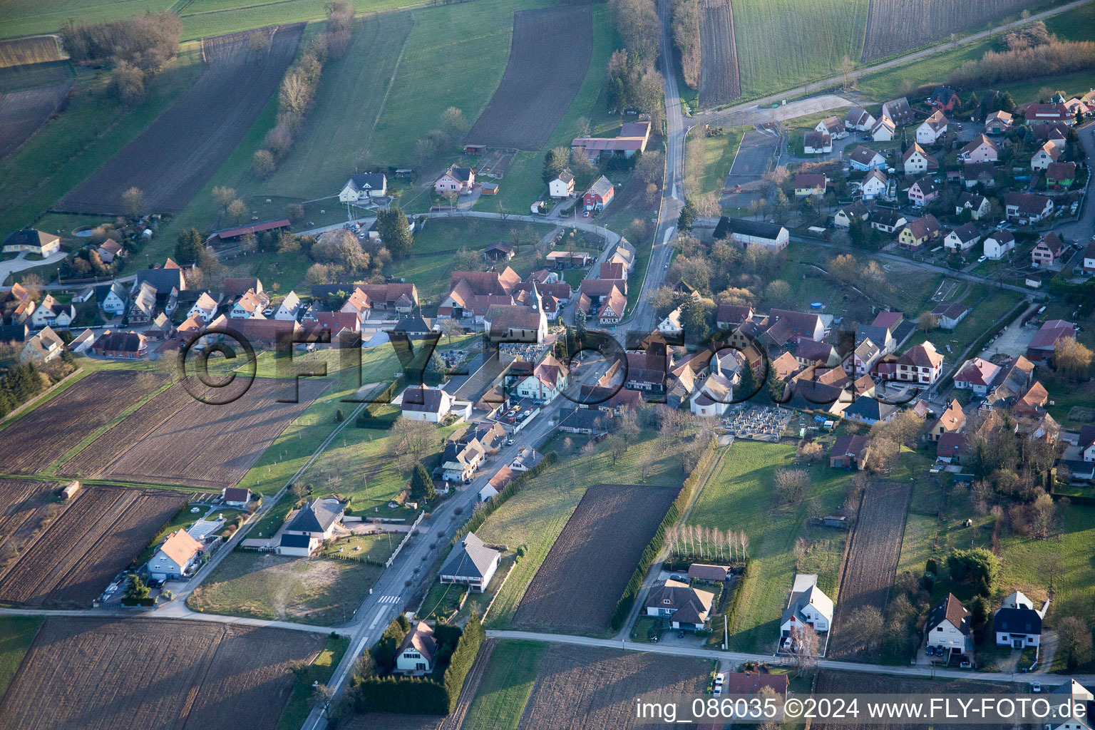 Wintzenbach in the state Bas-Rhin, France from the drone perspective