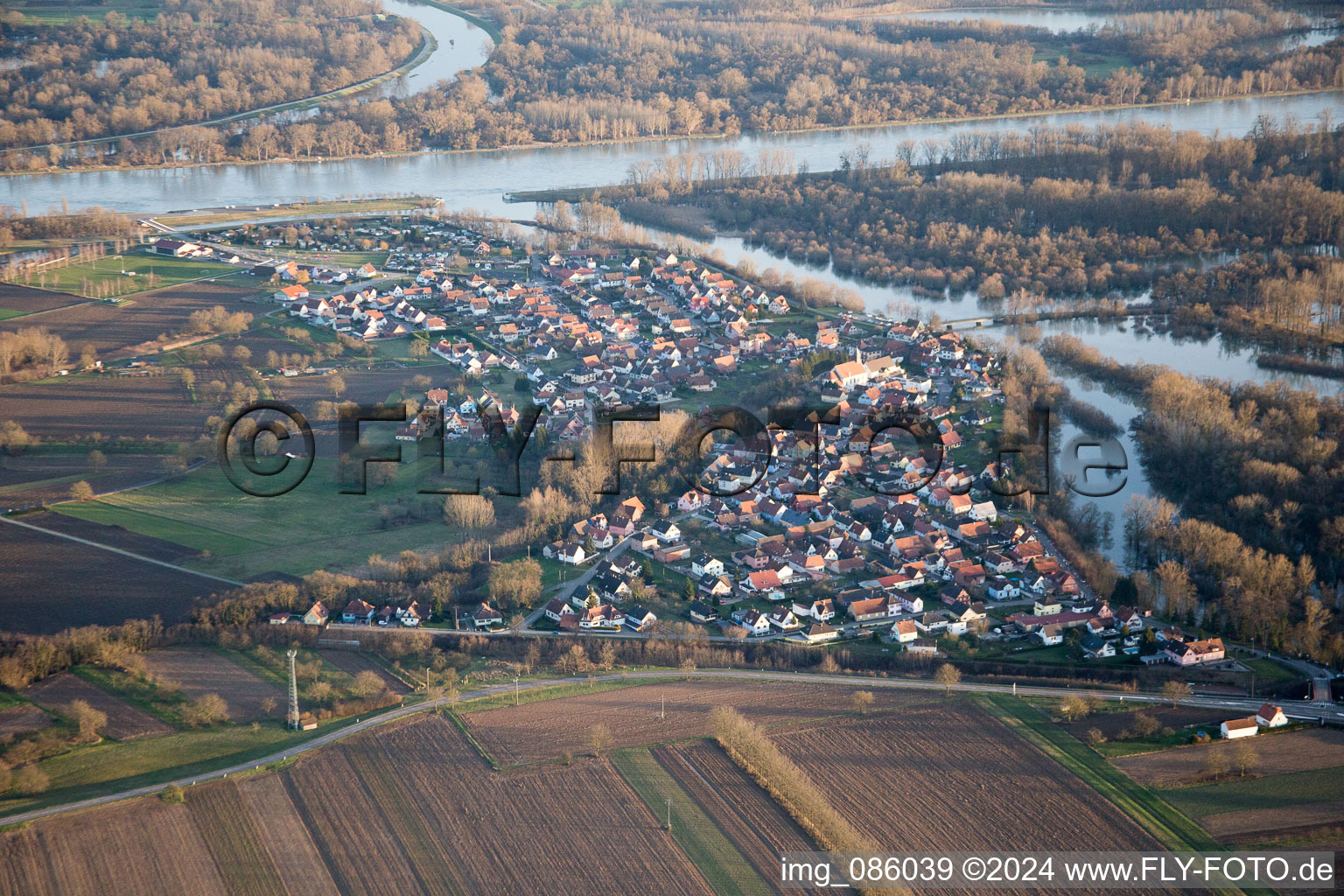 Munchhausen in the state Bas-Rhin, France from above