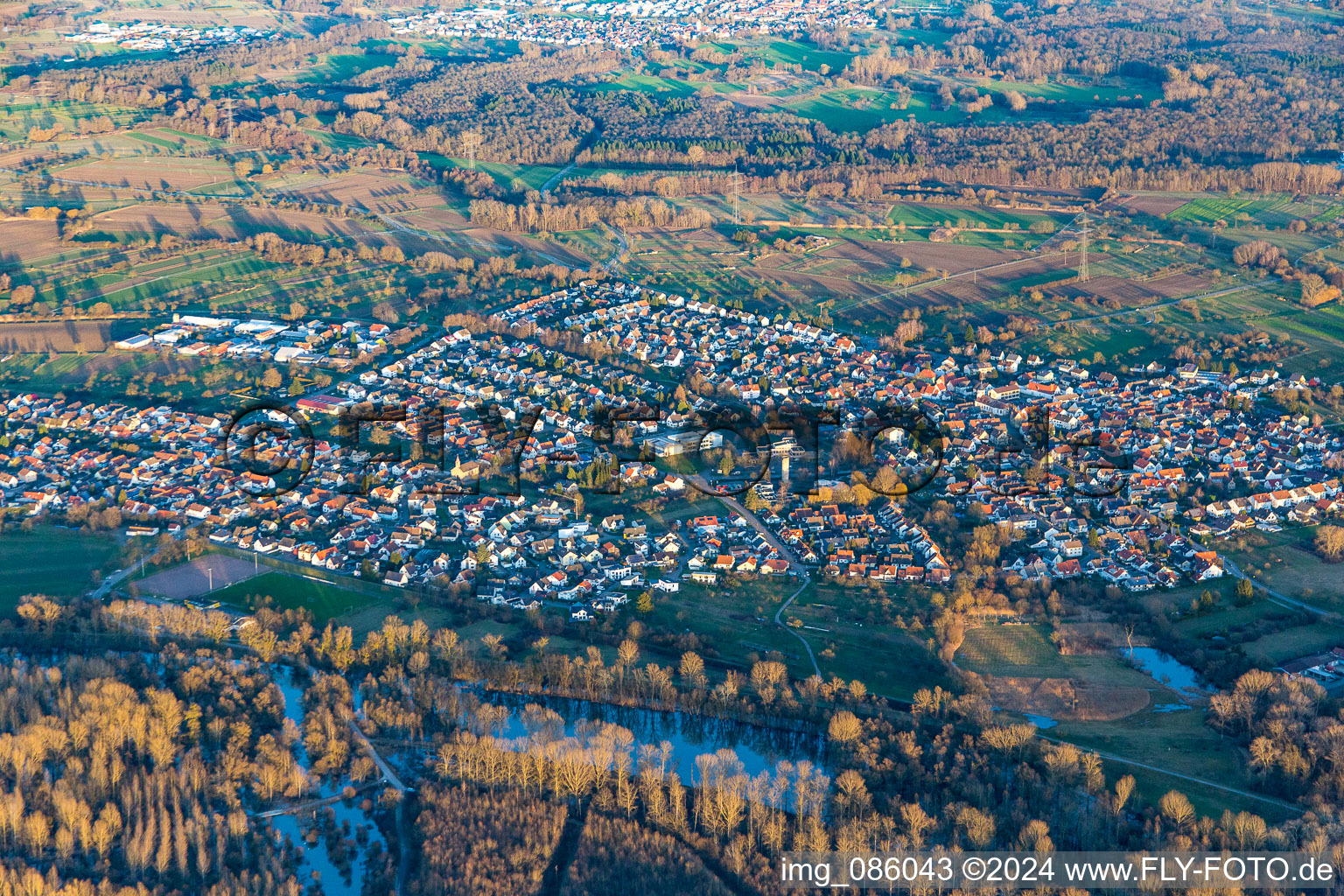 Aerial photograpy of Ilingen in the district Illingen in Elchesheim-Illingen in the state Baden-Wuerttemberg, Germany