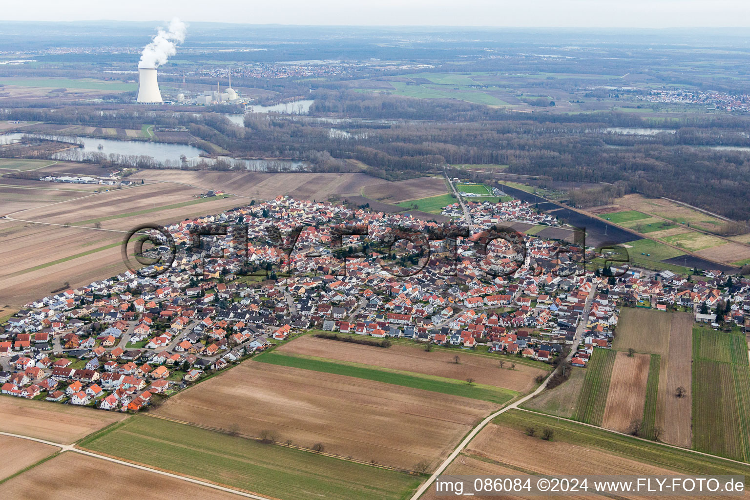 Town View of the streets and houses of the residential areas in the district Mechtersheim in Roemerberg in the state Rhineland-Palatinate, Germany