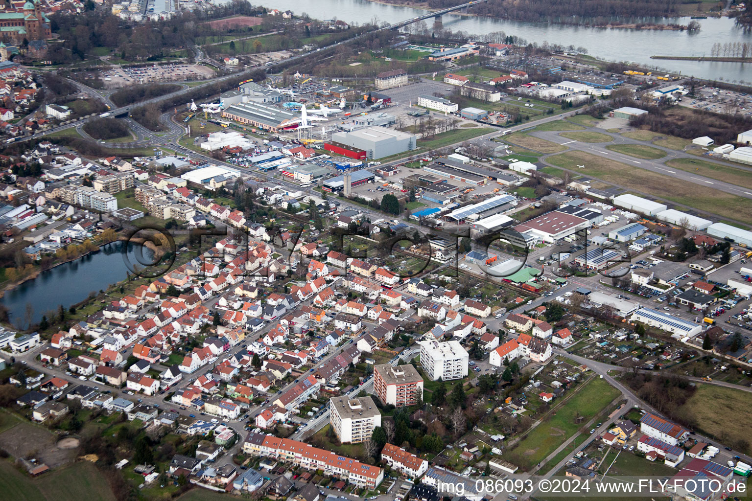 Speyer in the state Rhineland-Palatinate, Germany viewn from the air