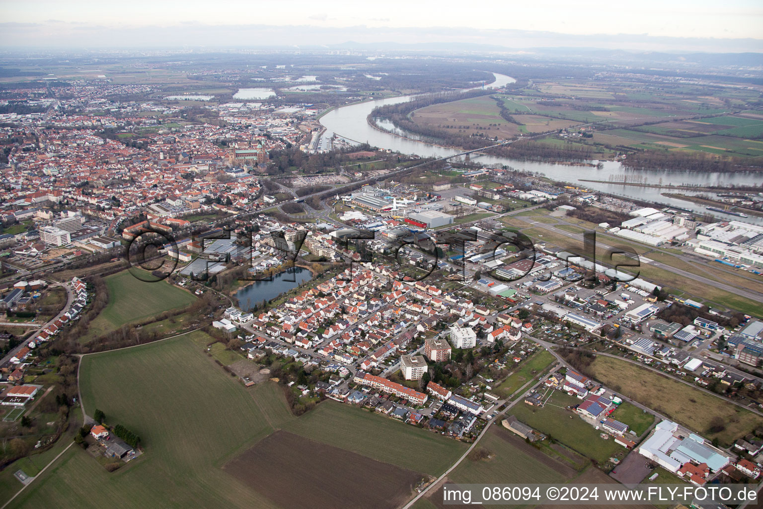 Drone recording of Speyer in the state Rhineland-Palatinate, Germany