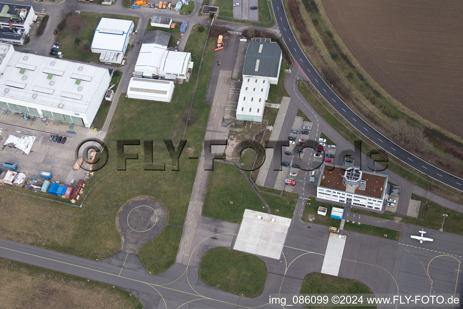 Aerial view of Airport in Speyer in the state Rhineland-Palatinate, Germany