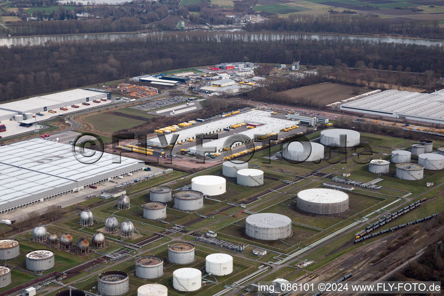 Industrial area at the airport, DHL logistics center in Speyer in the state Rhineland-Palatinate, Germany