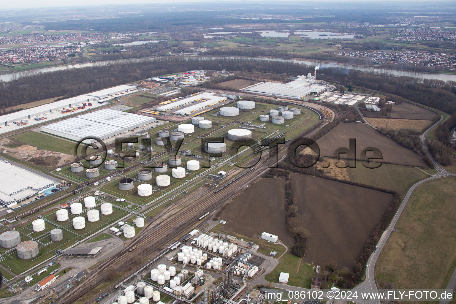 Industrial area at the airport in Speyer in the state Rhineland-Palatinate, Germany