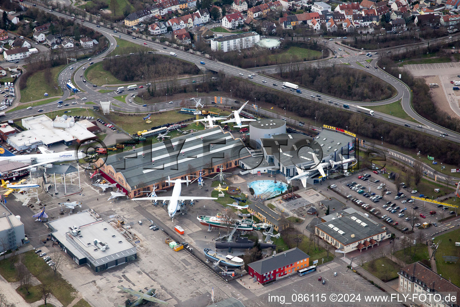 Aerial photograpy of Transport Museum in Speyer in the state Rhineland-Palatinate, Germany