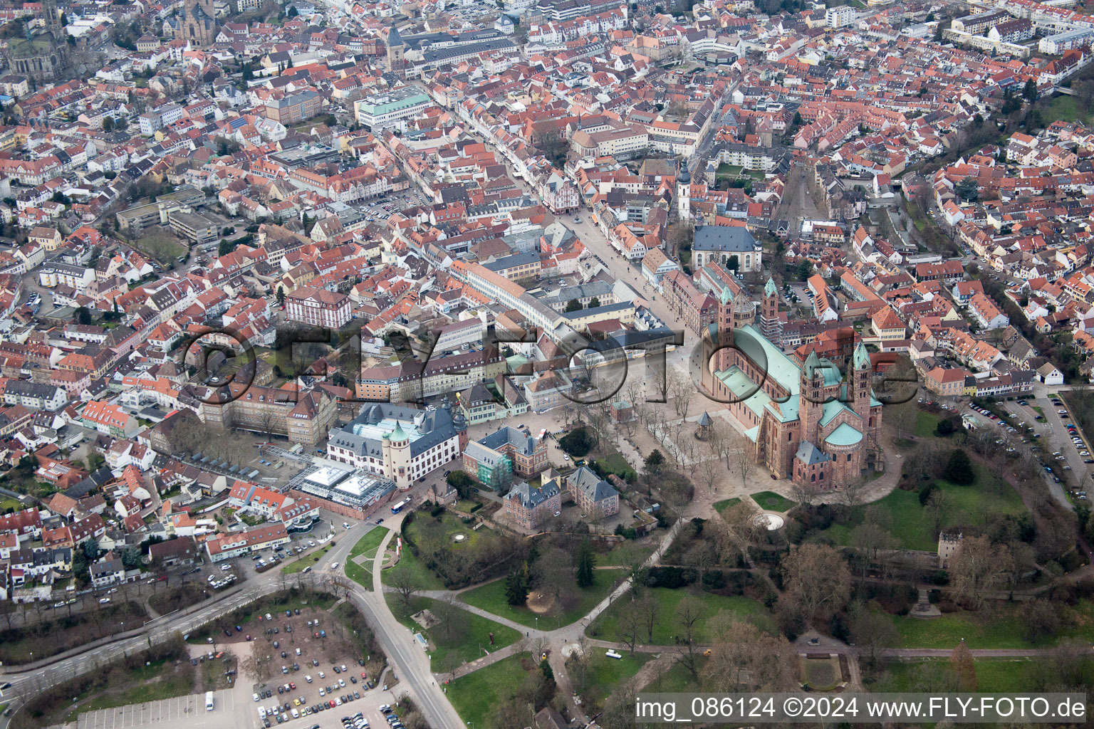 Aerial photograpy of Cathedral in Speyer in the state Rhineland-Palatinate, Germany