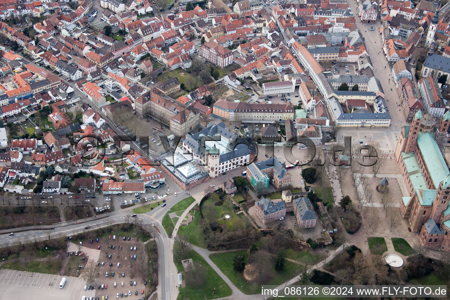 Aerial view of Speyer in the state Rhineland-Palatinate, Germany