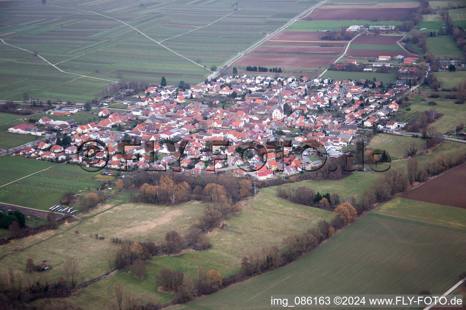 Venningen in the state Rhineland-Palatinate, Germany seen from above