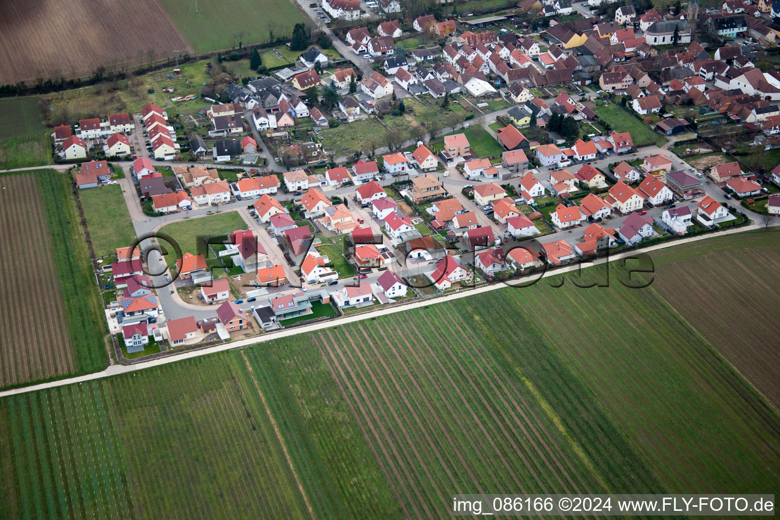 Oblique view of Essingen in the state Rhineland-Palatinate, Germany