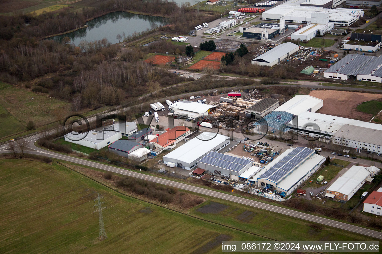 Oblique view of Offenbach an der Queich in the state Rhineland-Palatinate, Germany