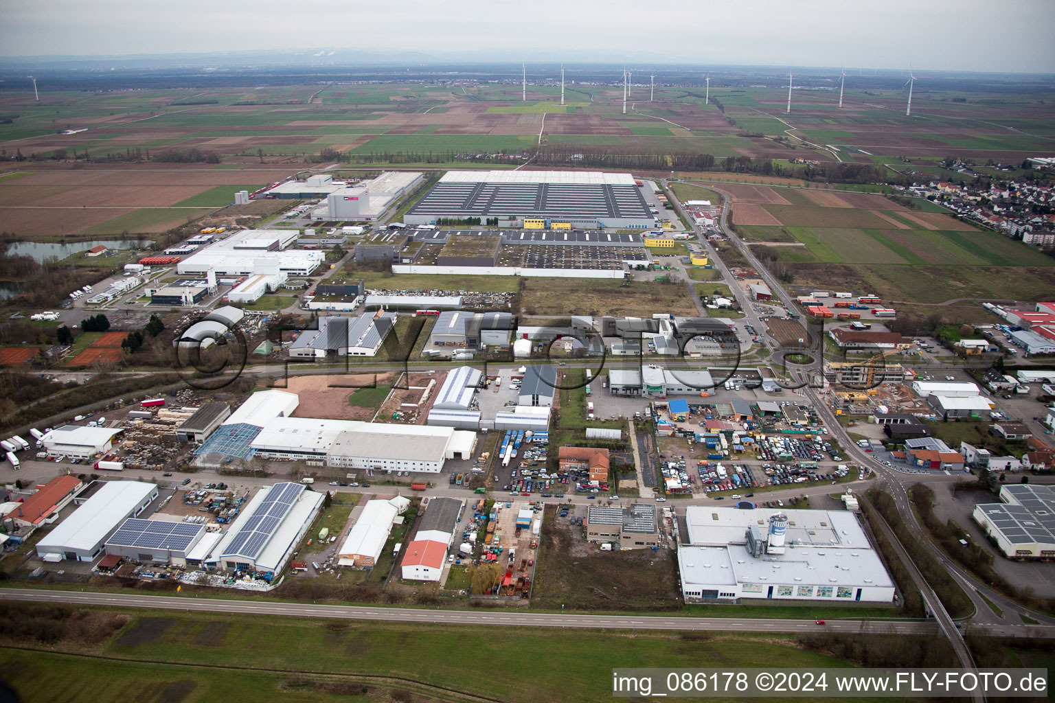 District Offenbach in Offenbach an der Queich in the state Rhineland-Palatinate, Germany viewn from the air