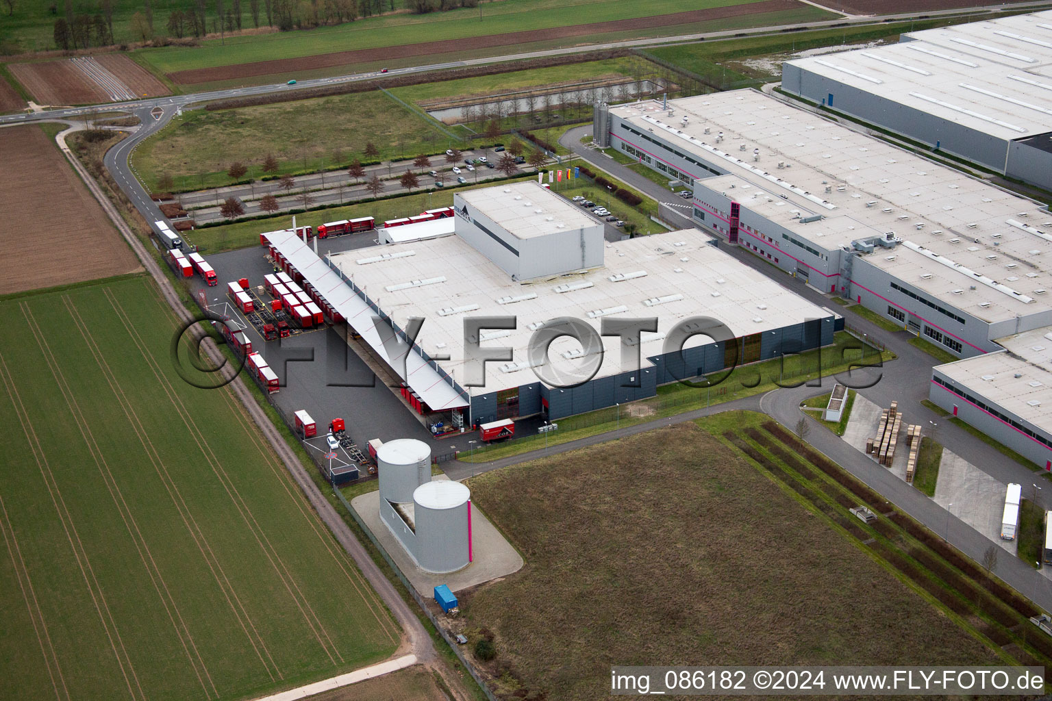Aerial photograpy of Industrial Estate in Offenbach an der Queich in the state Rhineland-Palatinate, Germany