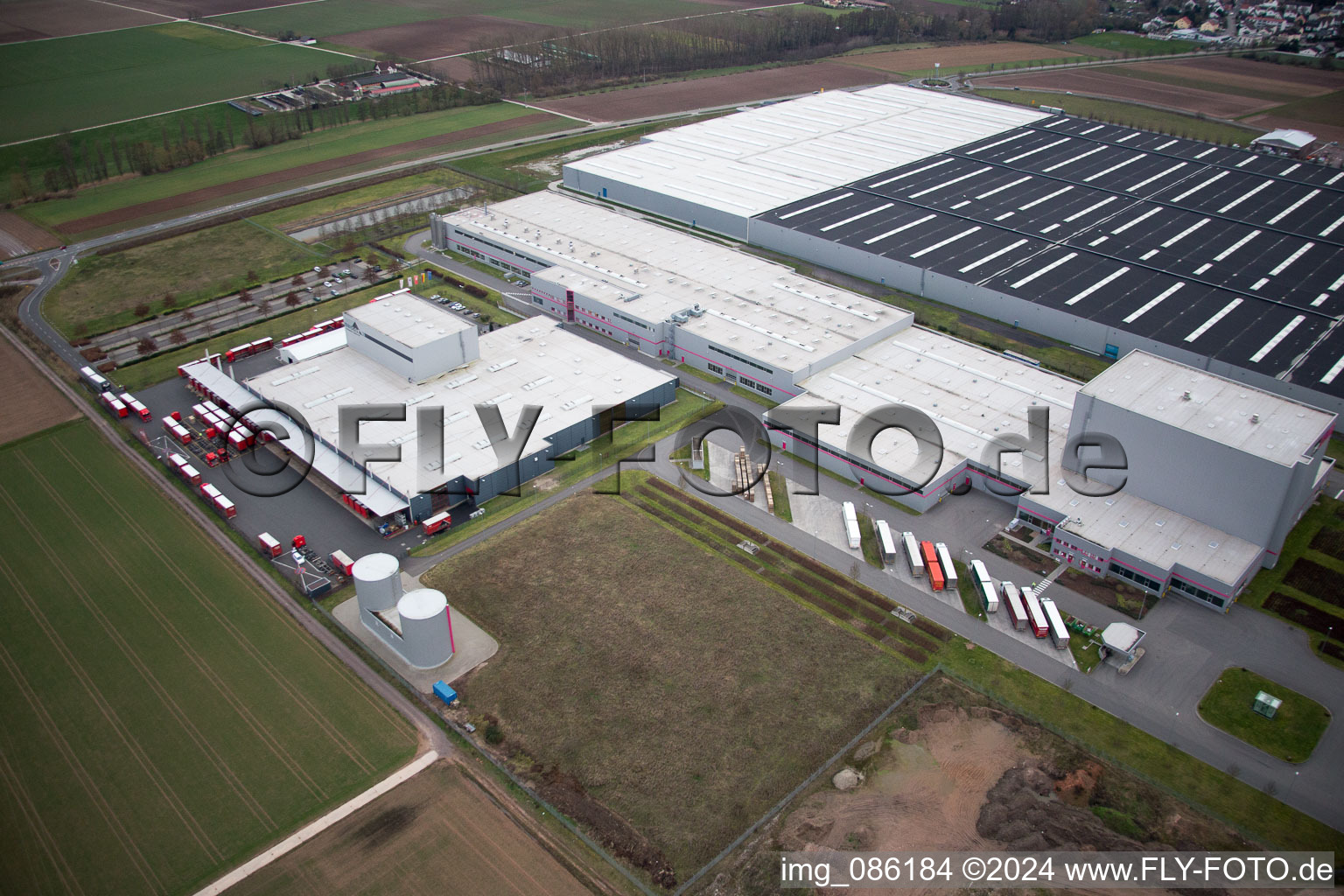 Industrial Estate in Offenbach an der Queich in the state Rhineland-Palatinate, Germany from above