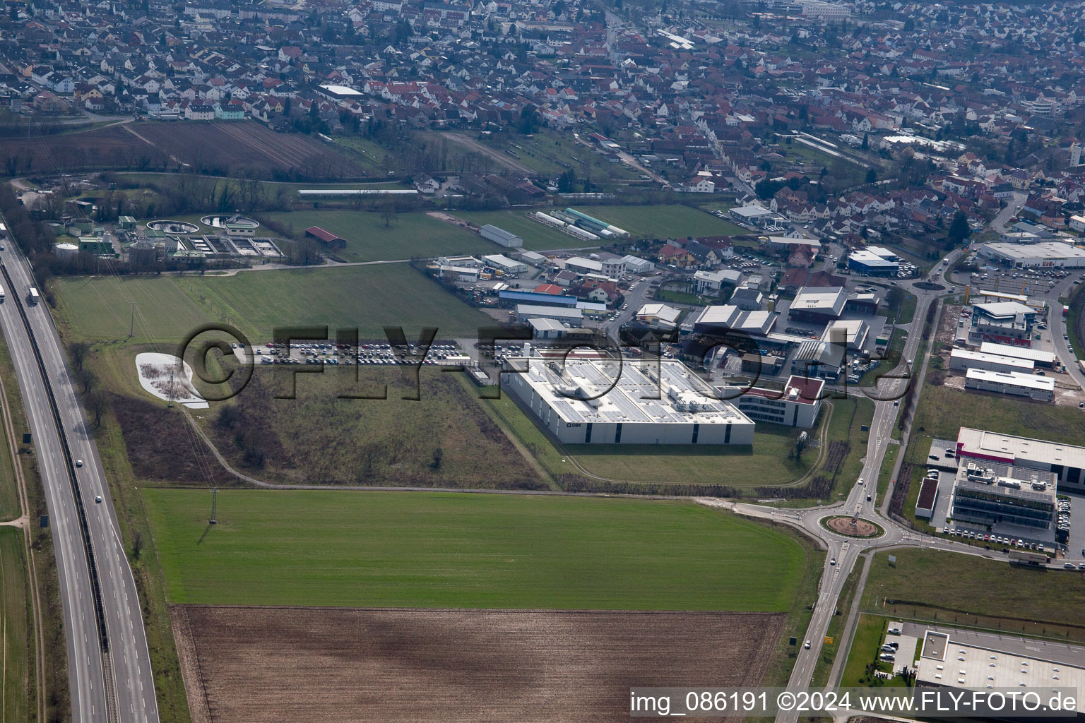 Drone recording of Rülzheim in the state Rhineland-Palatinate, Germany