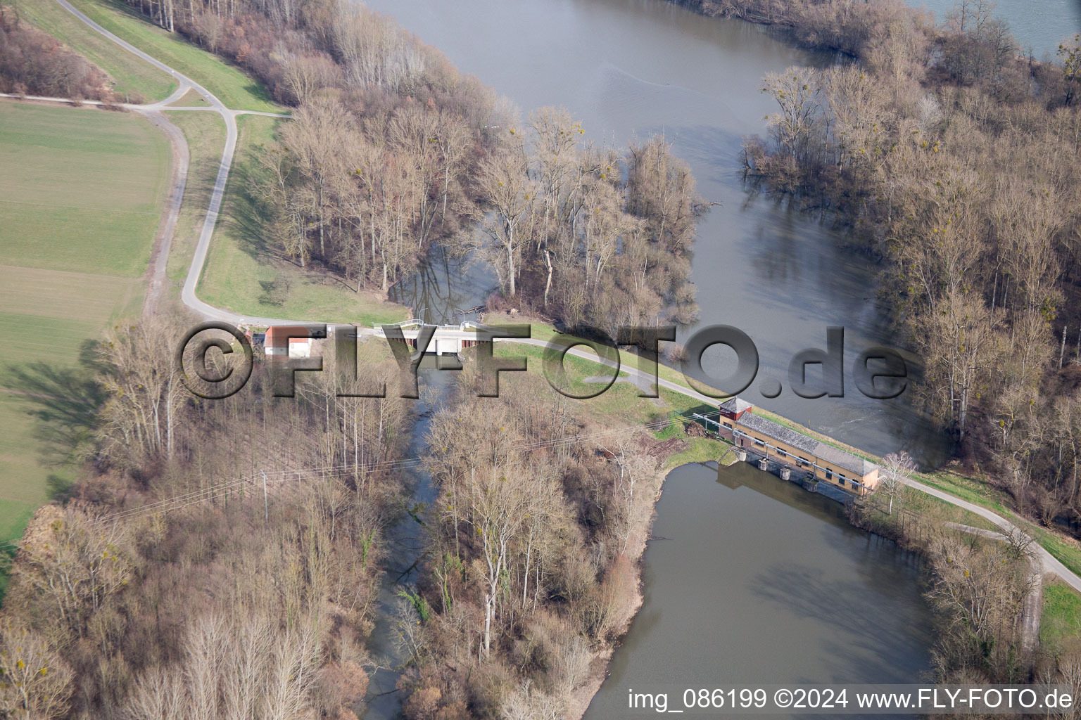 District Sondernheim in Germersheim in the state Rhineland-Palatinate, Germany from the plane