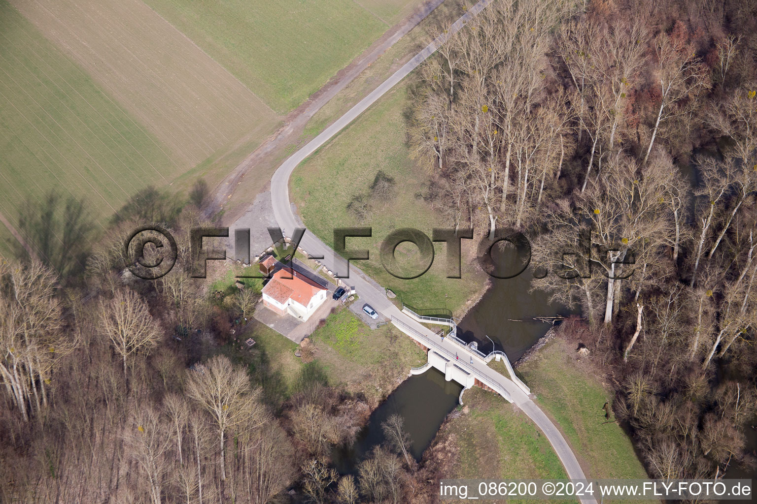 Bird's eye view of District Sondernheim in Germersheim in the state Rhineland-Palatinate, Germany