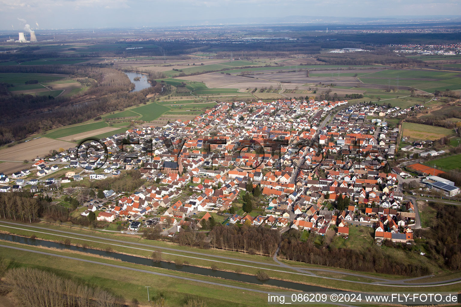 Aerial photograpy of District Rußheim in Dettenheim in the state Baden-Wuerttemberg, Germany