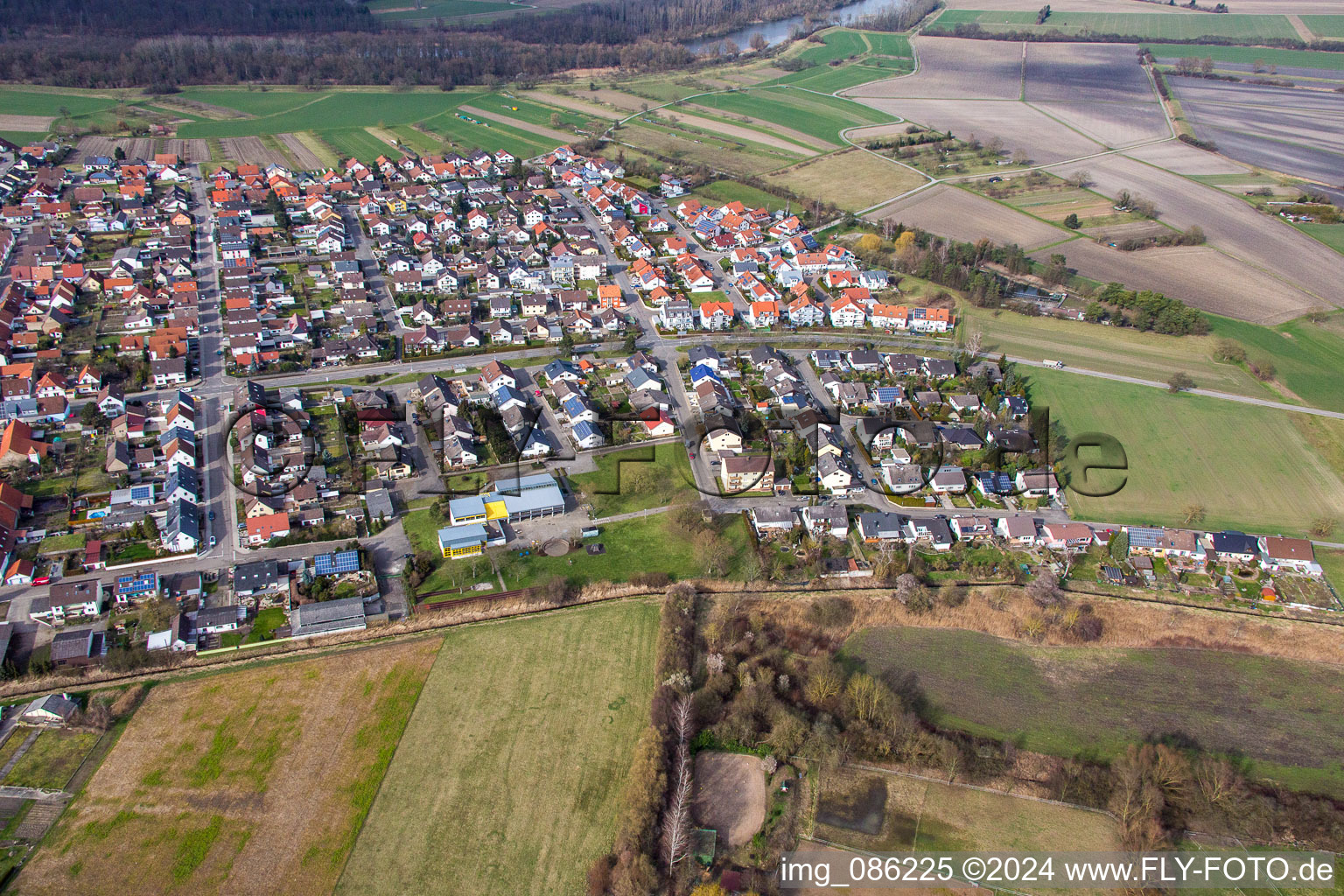 Huttenheimer Street in the district Rußheim in Dettenheim in the state Baden-Wuerttemberg, Germany