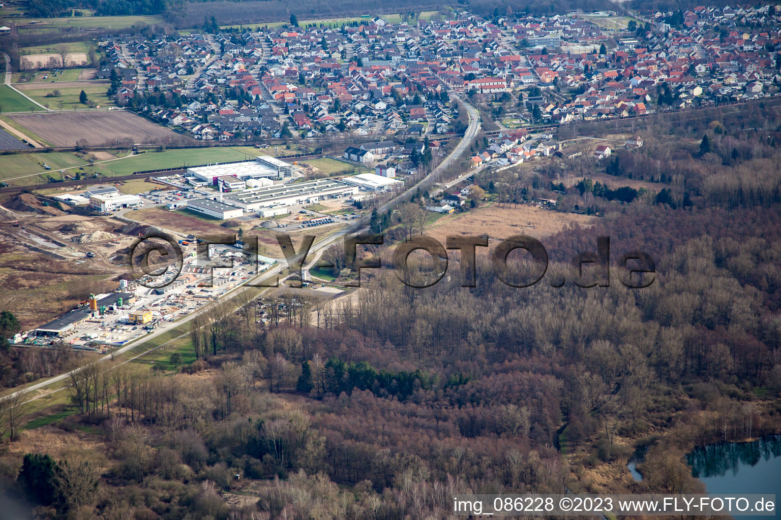 Aerial photograpy of Garden gravel in the district Neudorf in Graben-Neudorf in the state Baden-Wuerttemberg, Germany