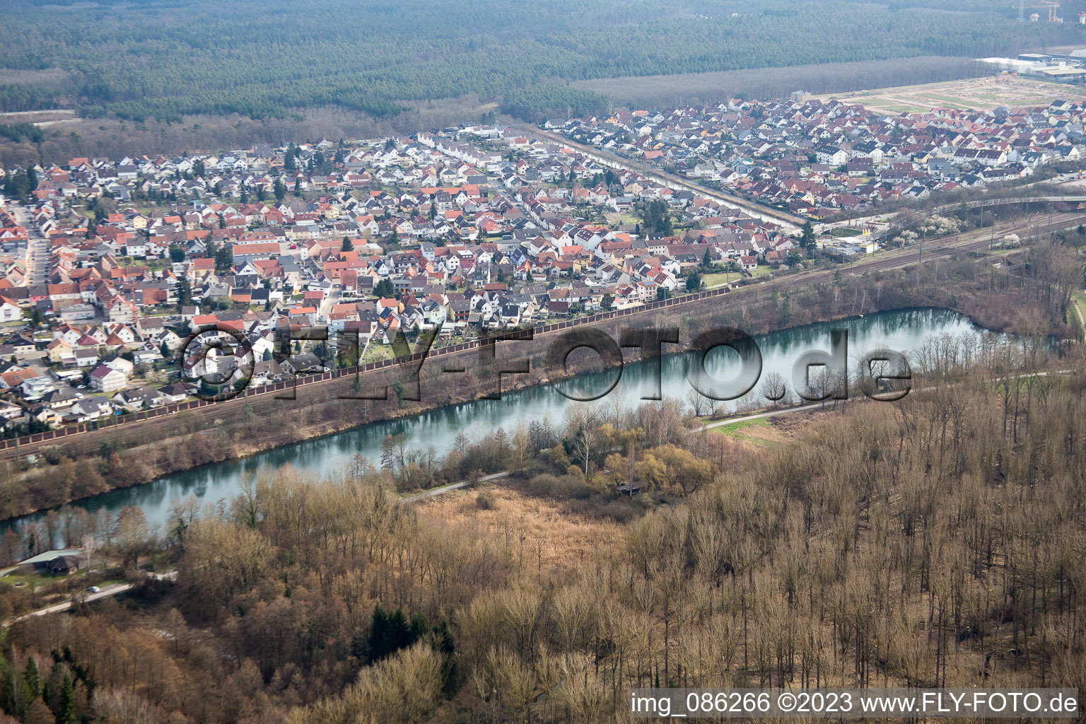 Lake Prestel in the district Neudorf in Graben-Neudorf in the state Baden-Wuerttemberg, Germany