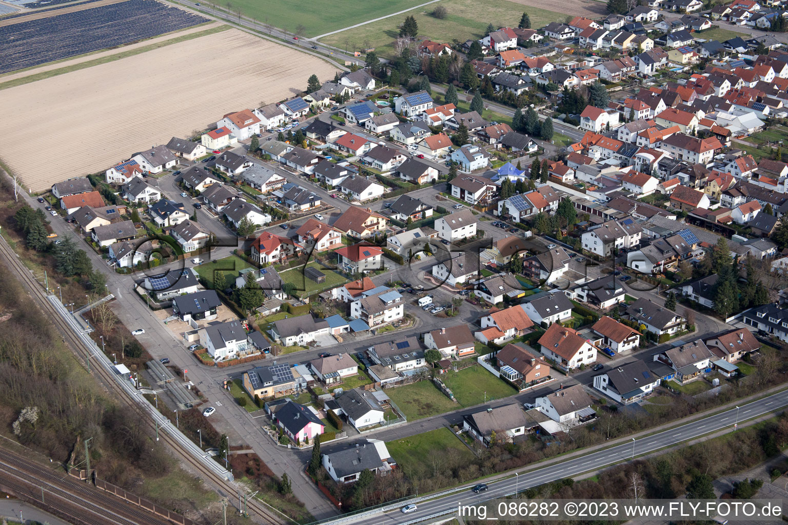 District Neudorf in Graben-Neudorf in the state Baden-Wuerttemberg, Germany out of the air