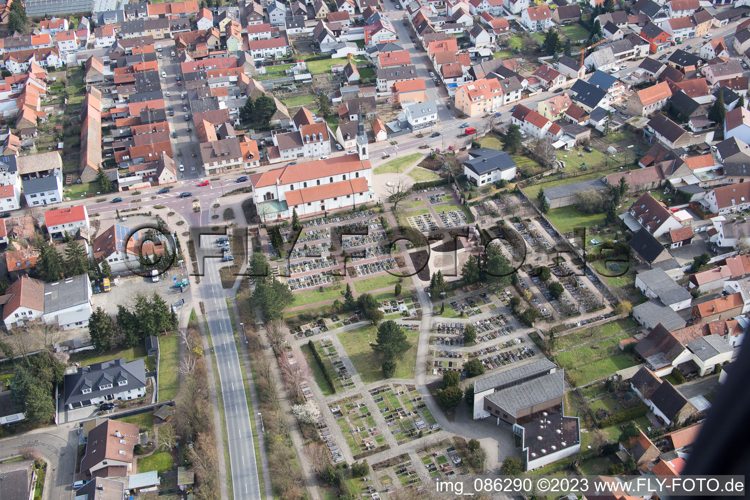 Cemetery in the district Neudorf in Graben-Neudorf in the state Baden-Wuerttemberg, Germany