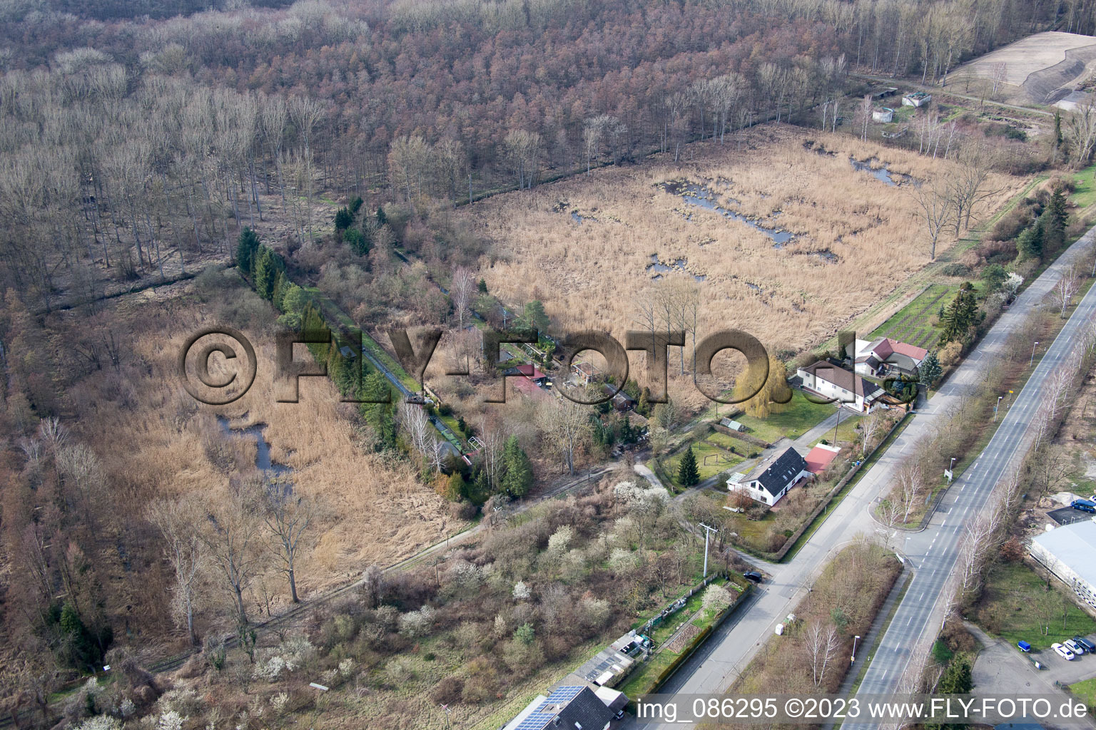 Aerial photograpy of Am Bruhrain in the district Neudorf in Graben-Neudorf in the state Baden-Wuerttemberg, Germany