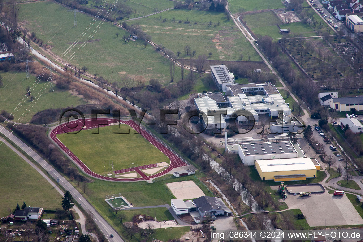 District Blankenloch in Stutensee in the state Baden-Wuerttemberg, Germany from above