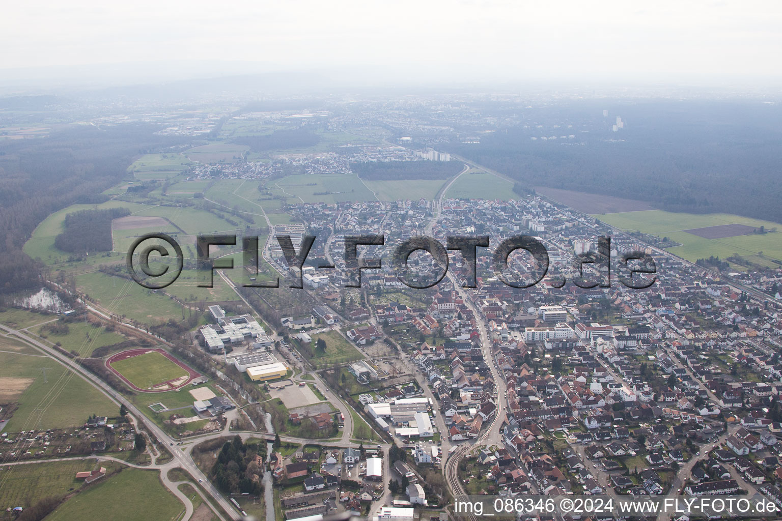 District Blankenloch in Stutensee in the state Baden-Wuerttemberg, Germany out of the air