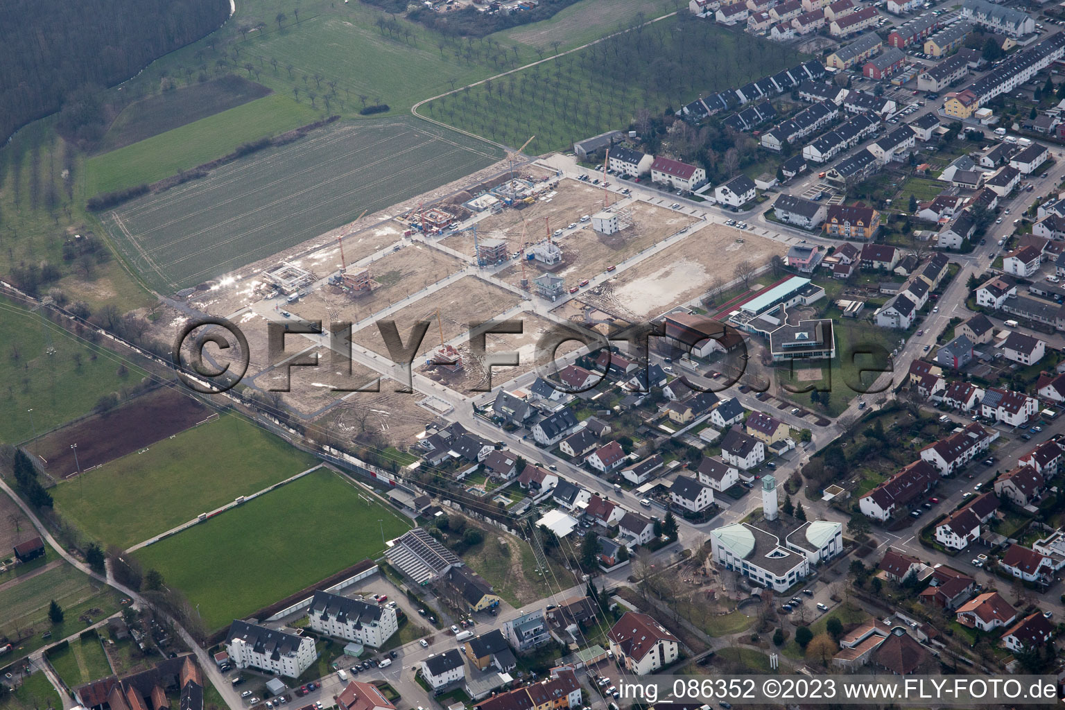 New development area in Lachenfeld in the district Büchig in Stutensee in the state Baden-Wuerttemberg, Germany
