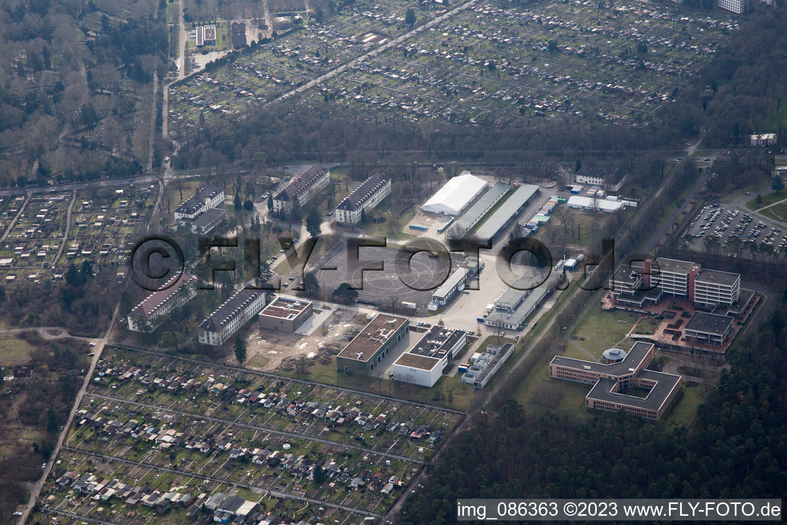 Aerial photograpy of District Rintheim in Karlsruhe in the state Baden-Wuerttemberg, Germany