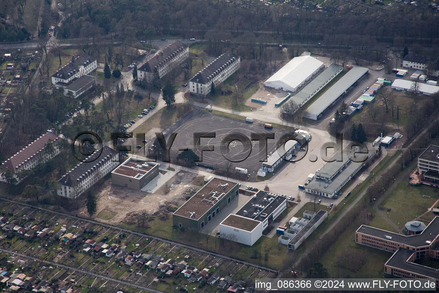 Oblique view of District Rintheim in Karlsruhe in the state Baden-Wuerttemberg, Germany