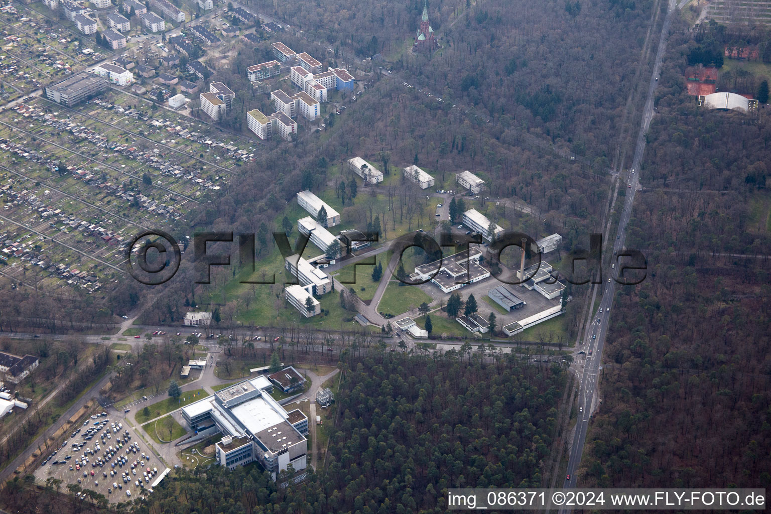 Drone image of District Oststadt in Karlsruhe in the state Baden-Wuerttemberg, Germany