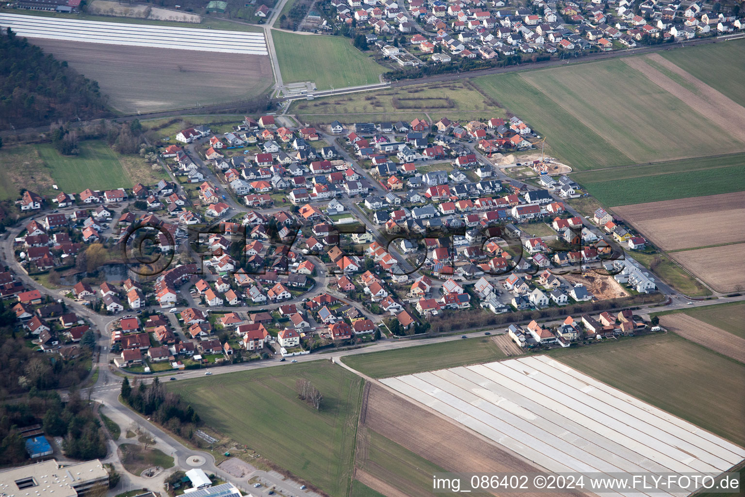 Aerial photograpy of Rheinzabern in the state Rhineland-Palatinate, Germany