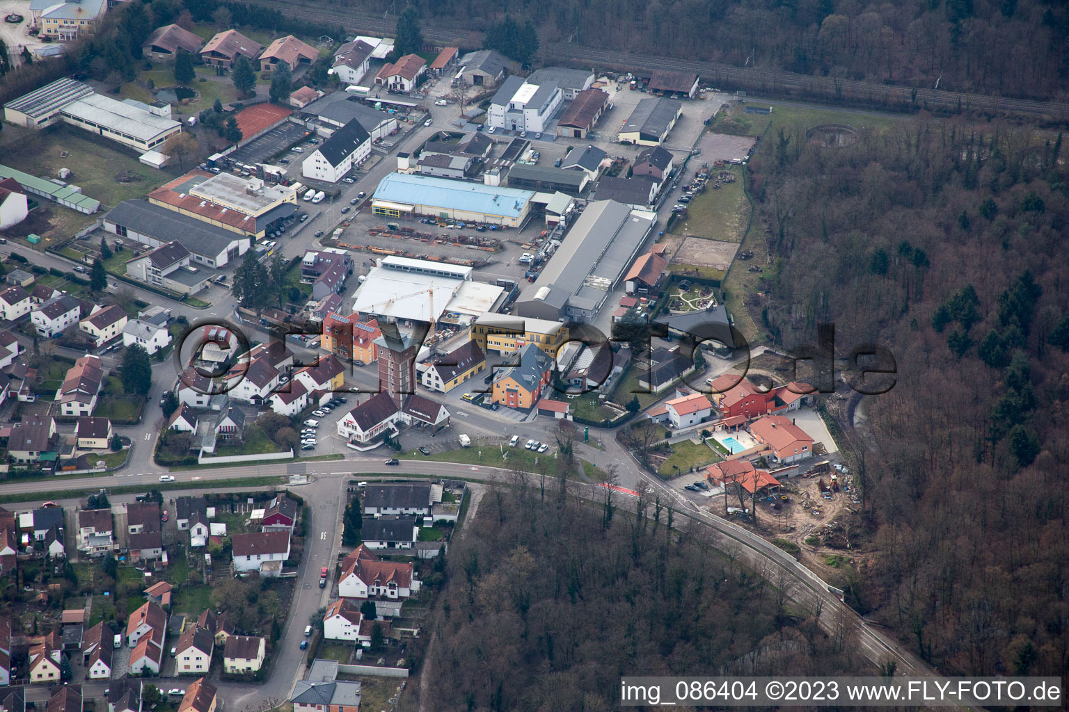 Jockgrim in the state Rhineland-Palatinate, Germany viewn from the air