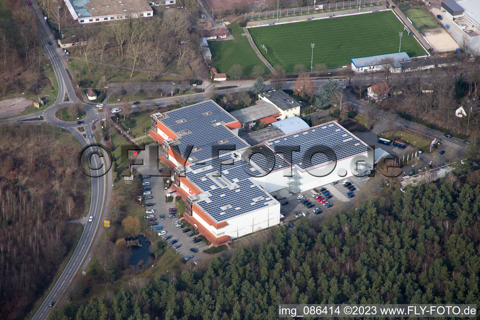 District Herxheim in Herxheim bei Landau in the state Rhineland-Palatinate, Germany seen from a drone