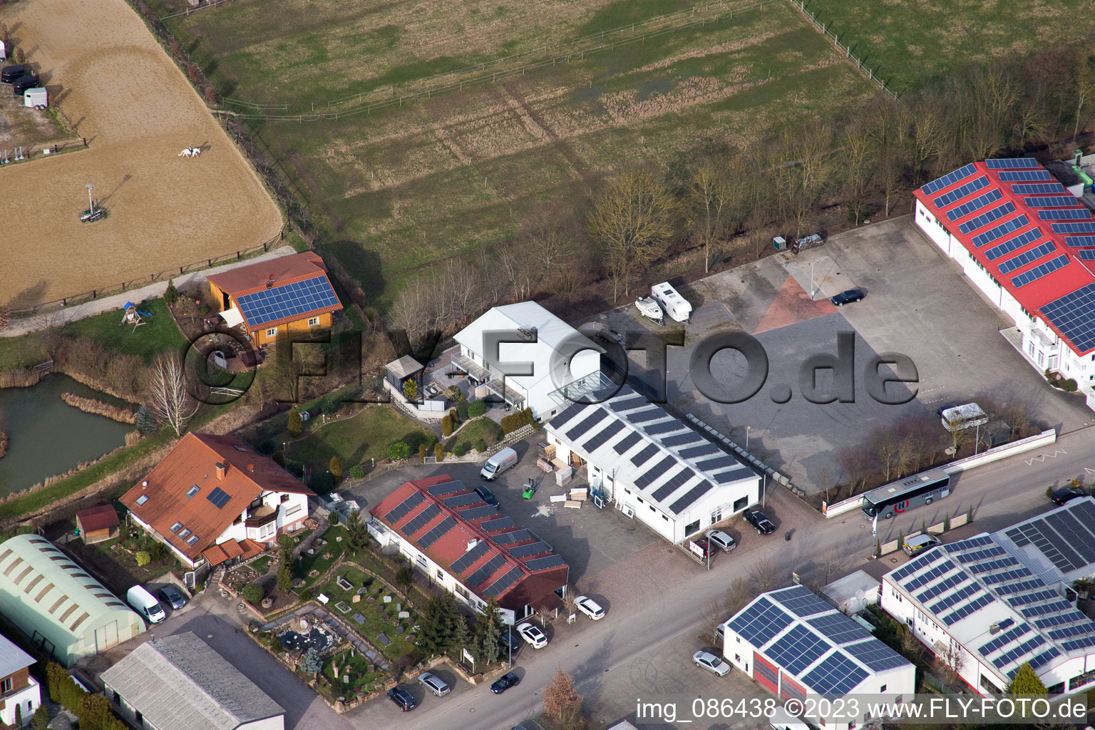 District Herxheim in Herxheim bei Landau in the state Rhineland-Palatinate, Germany seen from above