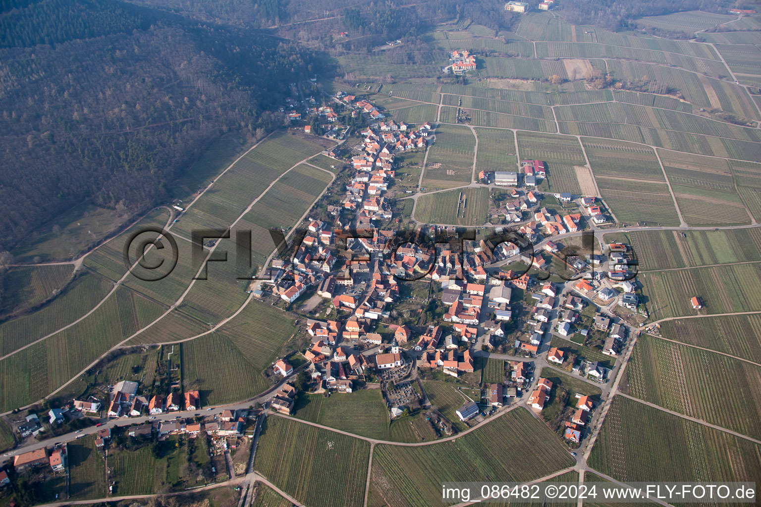 Weyher in der Pfalz in the state Rhineland-Palatinate, Germany seen from above