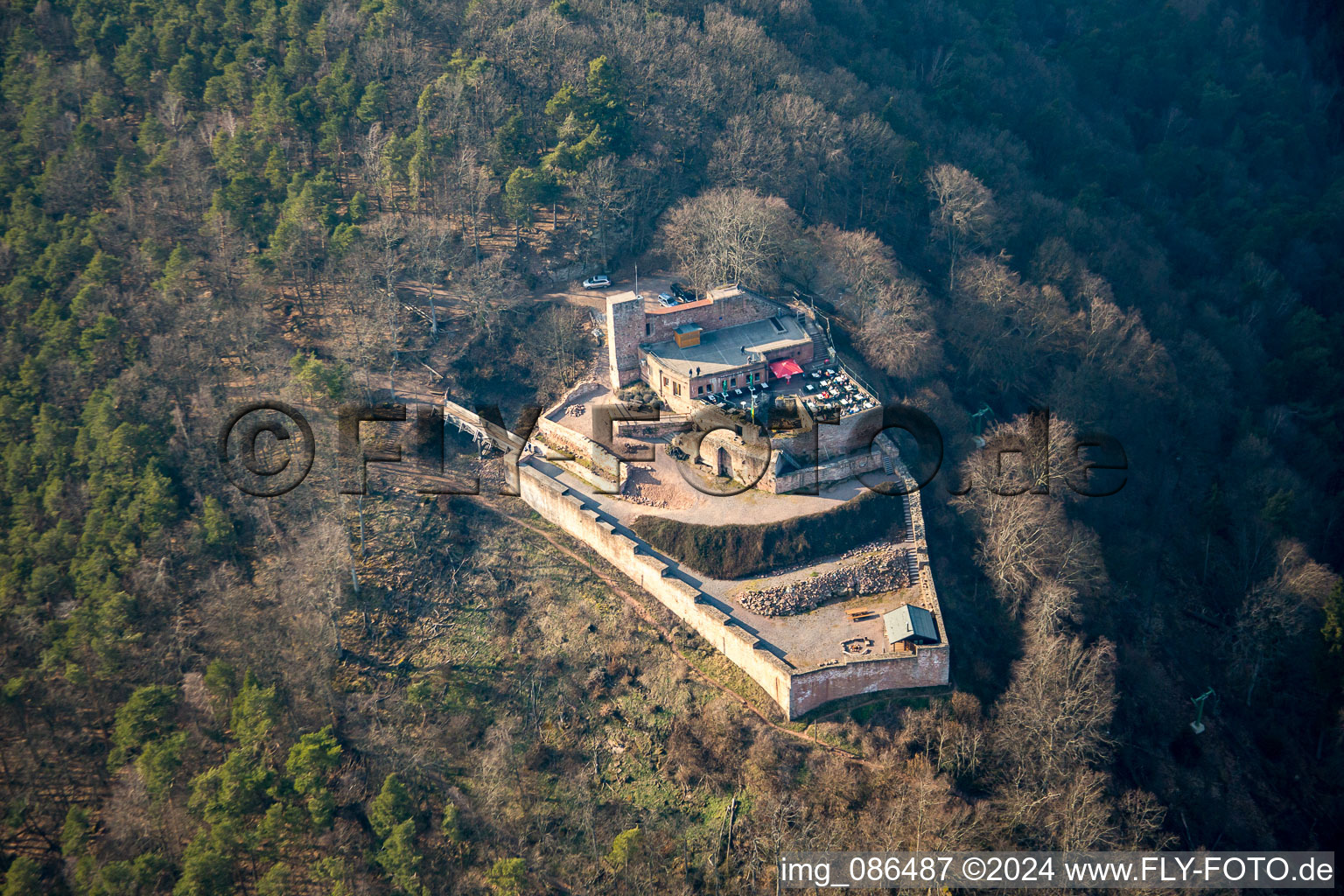 Aerial photograpy of Rietburg in Rhodt unter Rietburg in the state Rhineland-Palatinate, Germany