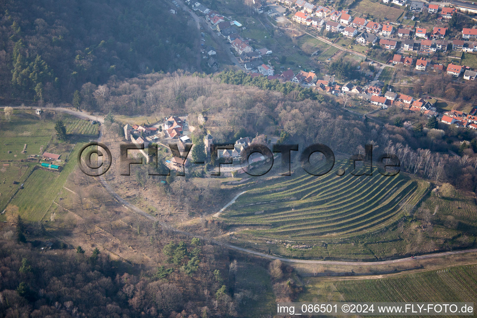 Aerial view of Sankt Martin in the state Rhineland-Palatinate, Germany